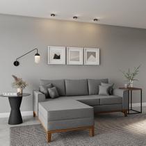 Sofá 3 Lugares Laredo Com Chaise Esquerdo Linho Cinza Sofá 3 Lugares Laredo Com Chaise Esquerdo Linho Cinza