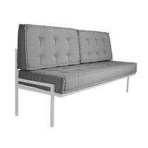 Sofá 3 Lugares Larissa Suede Cinza com Pés Branco - Mundo Futon