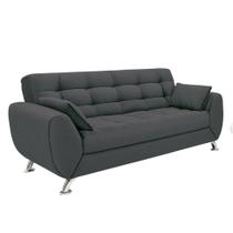 Sofá 3 Lugares Larissa Suede Cinza - Modern