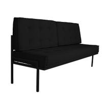 Sofá 3 Lugares Larissa Suede Preto com Pés Preto - Mundo Futon