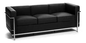 SOFÁ 3 LUGARES LE CORBUSIER PREMIUM EM material sintético PRETO SOFÁ 3 LUGARES LE CORBUSIER PREMIUM EM material sintético PRETO