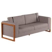 Sofá 3 Lugares Lin Linho Cinza e Amêndoa 200 cm