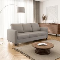 Sofá 3 Lugares Linho Cinza Claro Orquídea 195cm CabeCasa MadeiraOriginals