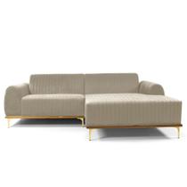 Sofá 3 Lugares Lisboa D07 com Chaise Direita 230cm Veludo Creme - D'Rossi Sofá 3 Lugares Lisboa D07 com Chaise Direita 230cm Veludo Creme - D'Rossi