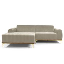 Sofá 3 Lugares Lisboa D07 com Chaise Esquerda 230cm Veludo Creme - D'Rossi Sofá 3 Lugares Lisboa D07 com Chaise Esquerda 230cm Veludo Creme - D'Rossi