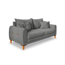 Sofá 3 Lugares Lisboa Veludo Cinza Chumbo 220 cm Sofá 3 Lugares Lisboa Veludo Cinza Chumbo 220 cm