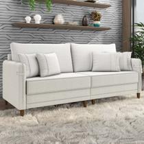 Sofá 3 Lugares Living 192cm Pé Madeira Zoe Boucle Bege Z08 - Mpozenato
