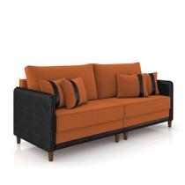 Sofá 3 Lugares Living 212cm Pé Madeira Valença Pto/veludo K01 - D'rossi Cor Terracota