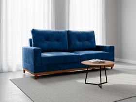 Sofá 3 Lugares Living 2,15 m Modelo Milena Veludo e Pés de Madeira