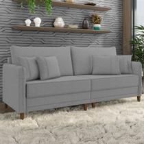 Sofá 3 Lugares Living 232cm Pé Madeira Zoe Linho Cinza Escuro Z08 - Mpozenato Sofá 3 Lugares Living 232cm Pé Madeira Zoe Linho Cinza Escuro Z08 - Mpozenato