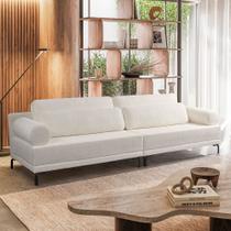 Sofá 3 Lugares Living 234cm Pé Ferro Romeu Bouclê Off White K01 - D Rossi Sofá 3 Lugares Living 234cm Pé Ferro Romeu Bouclê Off White K01 - D Rossi