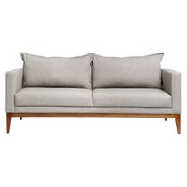 Sofá 3 Lugares Living Classic Fixo Madeira Maciça Tecido Sintético Sala Estar Recepção Escritório