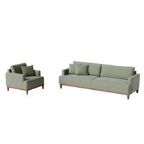 Sofá 3 Lugares Living Fixo Doha 2,30m em Linho Cor:Verde Claro Sofá 3 Lugares Living Fixo Doha 2,30m em Linho Cor:Verde Claro