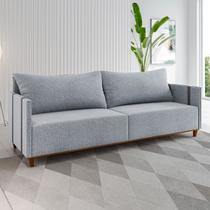 Sofá 3 Lugares Living Linho Inox Chumbo - Viero Móveis