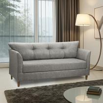 Sofá 3 Lugares Living para Sala Leblon 180cm Linho Cinza E03 - D'Rossi Sofá 3 Lugares Living para Sala Leblon 180cm Linho Cinza E03 - D'Rossi