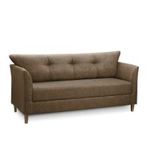Sofá 3 Lugares Living para Sala Leblon 180cm Linho Marrom Cacau E03 - D'Rossi