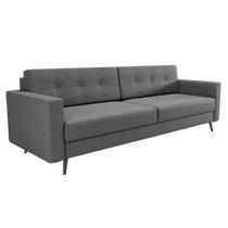 Sofá 3 Lugares Living Pé Palito Linho Cotton Cinza 210 cm Sofá 3 Lugares Living Pé Palito Linho Cotton Cinza 210 cm