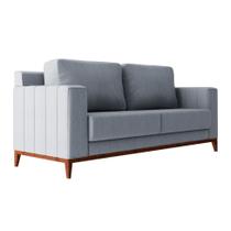 Sofá 3 Lugares Marjorie Suede Cinza 180 cm - Mundo Futon