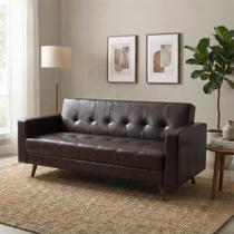 Sofá 3 Lugares material sintético Escritório e Recepção Vitrola Marrom