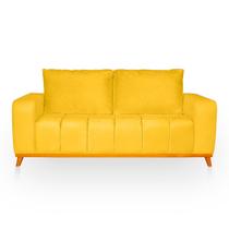 Sofá 3 Lugares Memphis Ultra Conforto em Madeira Maciça e Suede Amarelo - LH Decor Sofá 3 Lugares Memphis Ultra Conforto em Madeira Maciça e Suede Amarelo - LH Decor