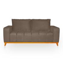Sofá 3 Lugares Memphis Ultra Conforto em Madeira Maciça e Suede Capuccino - LH Decor