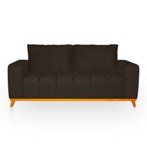 Sofá 3 Lugares Memphis Ultra Conforto em Madeira Maciça e Suede Marrom - LH Decor