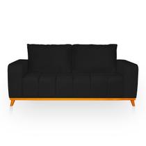 Sofá 3 Lugares Memphis Ultra Conforto em Madeira Maciça e Suede Preto - LH Decor