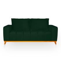 Sofá 3 Lugares Memphis Ultra Conforto em Madeira Maciça e Suede Verde - LH Decor