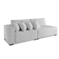 Sofá 3 Lugares Modulado Chaise Almofada Solta Molas Isa BD Linho Cinza Claro 2,1m
