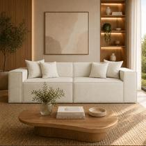 Sofá 3 Lugares Modular 2mts Bouclê para Sala - Balaqui Decor