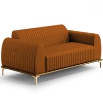 Sofá 3 Lugares Molino 180 Cm Pés D'ouro Veludo Telha C-262