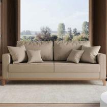 Sofa 3 Lugares Monaco 1,80 M com Almofadas Linho Bege Cru