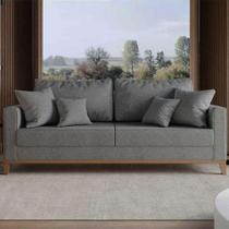 Sofa 3 Lugares Monaco 1,80 M com Almofadas Linho Cinza - Shop da Mobilia