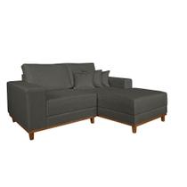 Sofá 3 Lugares Mônaco com Chaise Direto Linho Cinza