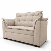 Sofá 3 Lugares Namoradeira Recepção Sala Confortável Sofisticada Moderno Linho Cor:Linho Bege