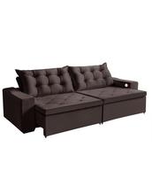 Sofá 3 lugares Napoli 2,00 metros Marrom Retrátil Reclinável Tecnologia Carregamento 4 portas USB ,com tapete Incluso -