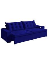 Sofá 3 lugares Napoli 2,50 metros Azul Retrátil Reclinável Tecnologia Carregamento 4 portas USB ,com tapete Incluso - S