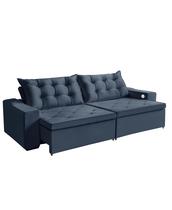 Sofá 3 lugares Napoli 3,00 metros Chumbo Retrátil Reclinável Tecnologia Carregamento 4 portas USB ,com tapete Incluso -