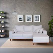 Sofá 3 Lugares Napolli com Chaise Direito Linho Cru 230 cm Sofá 3 Lugares Napolli com Chaise Direito Linho Cru 230 cm