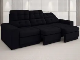 Sofá 3 Lugares Net Jobim Assento Retrátil e Reclinável Preto 2,05m (L)