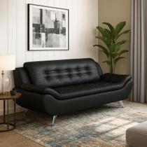 Sofá 3 Lugares New Passion material sintético Preto - Modern Sofá 3 Lugares New Passion material sintético Preto - Modern
