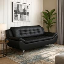 Sofá 3 Lugares New Passion material sintético Preto