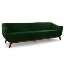 Sofá 3 Lugares Odeon D07 230cm Base Madeira Veludo Esmeralda - D'Rossi