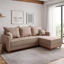 Sofá 3 Lugares Onix com Chaise Lado Direito 230cm em Linho