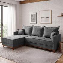 Sofá 3 Lugares Onix com Chaise Lado Esquerdo 230cm em Veludo