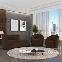 Sofá 3 Lugares Orgânico 180cm Morgan e 2 Poltronas Lua Suede Marrom D03 - D'Rossi Sofá 3 Lugares Orgânico 180cm Morgan e 2 Poltronas Lua Suede Marrom D03 - D'Rossi