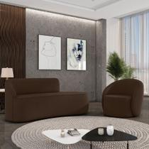 Sofá 3 Lugares Orgânico 180cm Morgan e Poltrona Lua Suede Marrom D03 - D'Rossi Sofá 3 Lugares Orgânico 180cm Morgan e Poltrona Lua Suede Marrom D03 - D'Rossi
