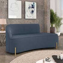 Sofá 3 Lugares Orgânico 180cm Morgan Pé Aço Lateral Dourado Suede D03 - D'Rossi