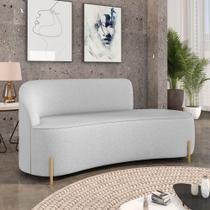 Sofá 3 Lugares Orgânico 180cm Pé Dourado Morgan Linho Cinza