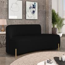 Sofá 3 Lugares Orgânico 180cm Pé Dourado Morgan Linho Preto Sofá 3 Lugares Orgânico 180cm Pé Dourado Morgan Linho Preto